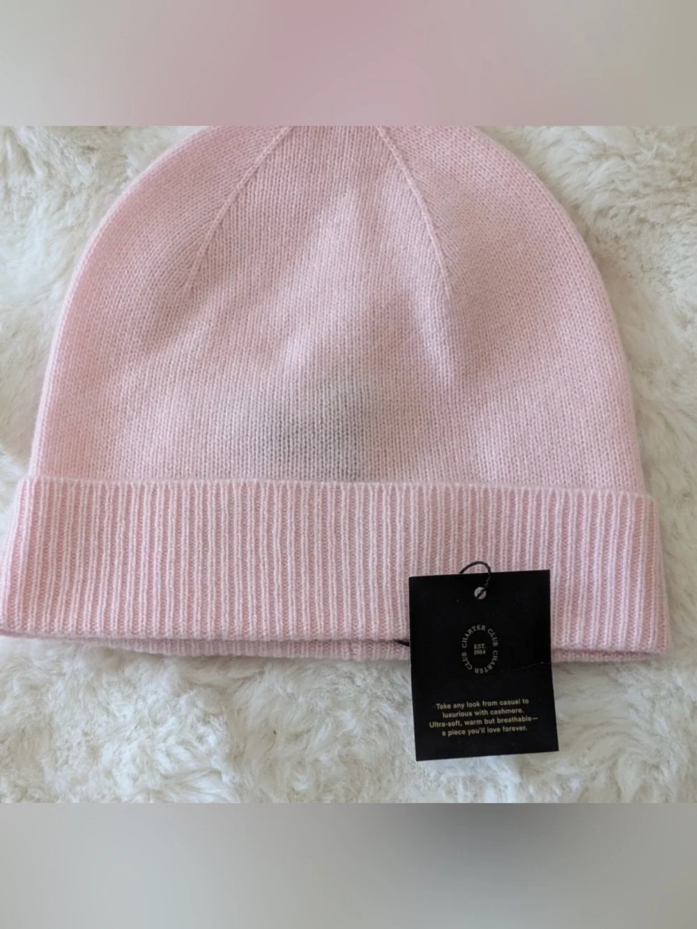 Nwt pink cashmere hat beanie cuffed